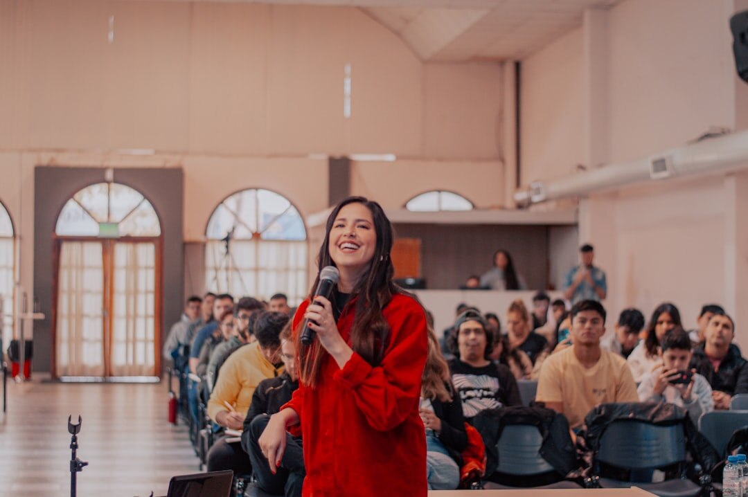 person practicing public speaking
