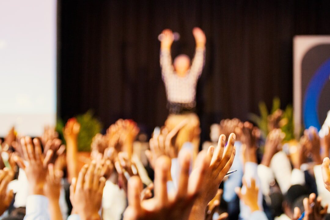person practicing public speaking